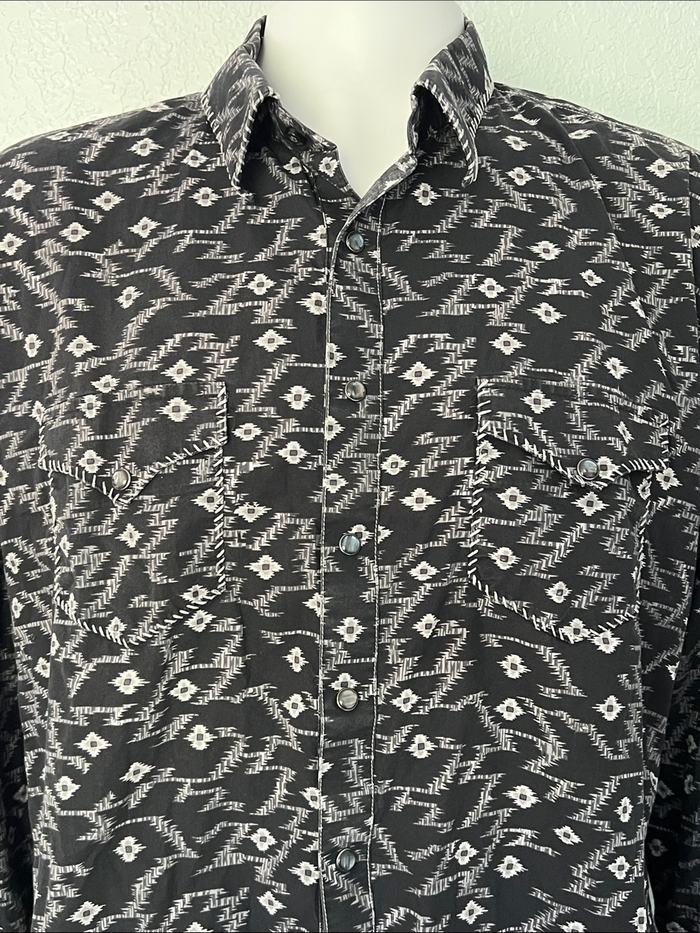 Rock Roll Cowboy Mens XXL Western Pearl Snap Shirt Southwestern Black Gray